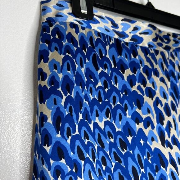 Tibi New York 100% Silk Abstract Print Skirt Women's 6 Blue Beige Knee Length - Picture 3 of 11